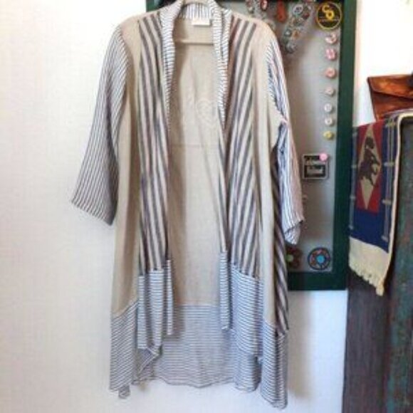 Paper Lace Jackets & Blazers - Paper Lace Duster LOVE Kimono Linen Jacket Hi-Lo Shift OS NWOT *RARE*